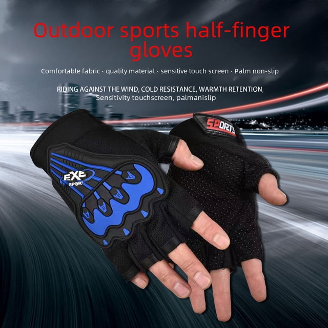 Guantes de medio dedo para hombres y mujeres, de moda, para ciclismo al aire libre, fitness, pantalla táctil, guantes rígidos de medio dedo para ciclismo y deportes