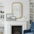 thumbnail image 3 of Natural Wood Color 20" x 30" Solid Wood Frame Rounded Corner Decorative Mirror, For Bedroom, Bathroom, Living Room, Entryway, 3 of 10