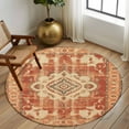thumbnail image 3 of Round Rugs 8 Ft, Orange Boho Non Slip Area Rugs for Kitchen Bedroom Entryway, Geometric Antique Tribal Retro Ethnic Washable Carpet Runner Rug Floor Mats for Bedroom Home Decor, 3 of 9