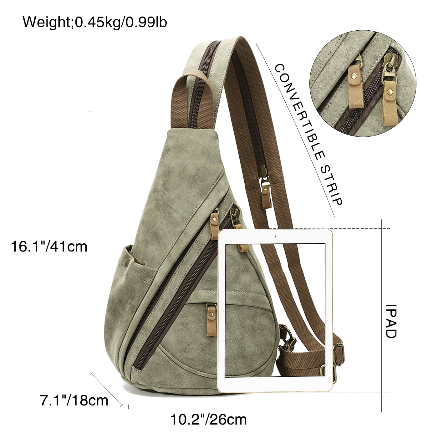 KL928 PU Leather Crossbody Backpack Sling Bag Shoulder Casual Daypack Rucksack for Men Women