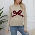 thumbnail image 2 of Arlun Cute Bow Knit Pullover Sweaters for Women Loose Fit Soft Cozy Sweater 2026 Fall Winter Crewneck Long Sleeve Lightweight Tops Fashion Outfits Daily Wear Beige One Size, 2 of 4