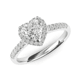 thumbnail image 2 of Heart Cut White Diamond Ring in 925 Sterling Silver - Halo Wedding Engagement Ring - Anniversary Gift, 2 of 6