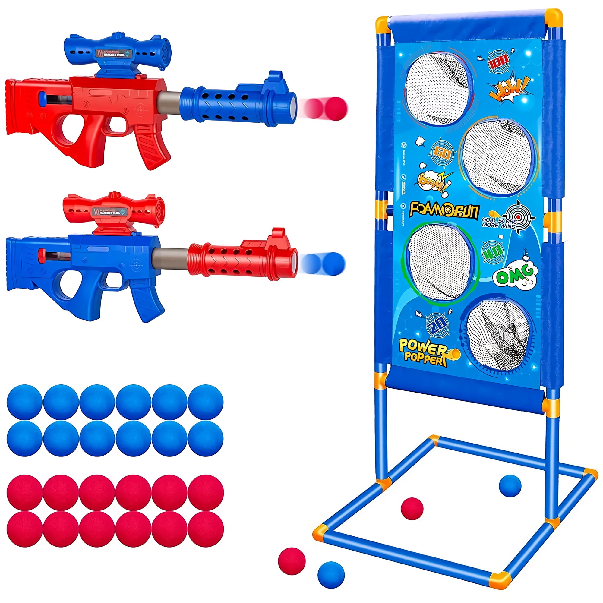 Shooting Game Toy 2Pack Foam Ball Popper Air Toy Guns with Standing