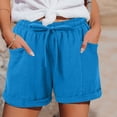 thumbnail image 2 of AherBiu Wide Leg Shorts for Women Cotton Linen Lightweight Elastic High Waisted Summer Casual Loose Shorts with Pockets, 2 of 8