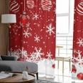 thumbnail image 4 of Christmas Red Semi Sheer Curtains 72 Inch Length 2 Panels Set, Snowflake Xmas Ball Winter Sheer Kitchen Curtain Privacy Voile Window Curtain for Living Room Bedroom Rod Pocket Drapes, 4 of 7