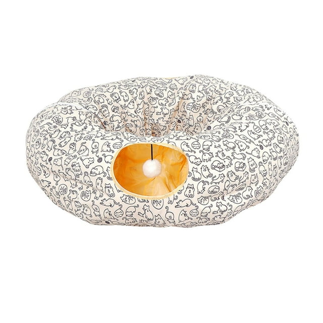 Cama tipo túnel para gatos jinwen con pelota de juego negro