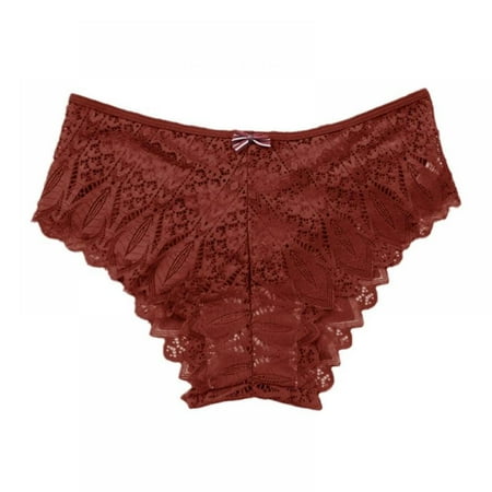 

Baywell Women s Sexy Lace Middle Waisted Panties Soft Full Breathable Briefs For Women Red 88-99LBS
