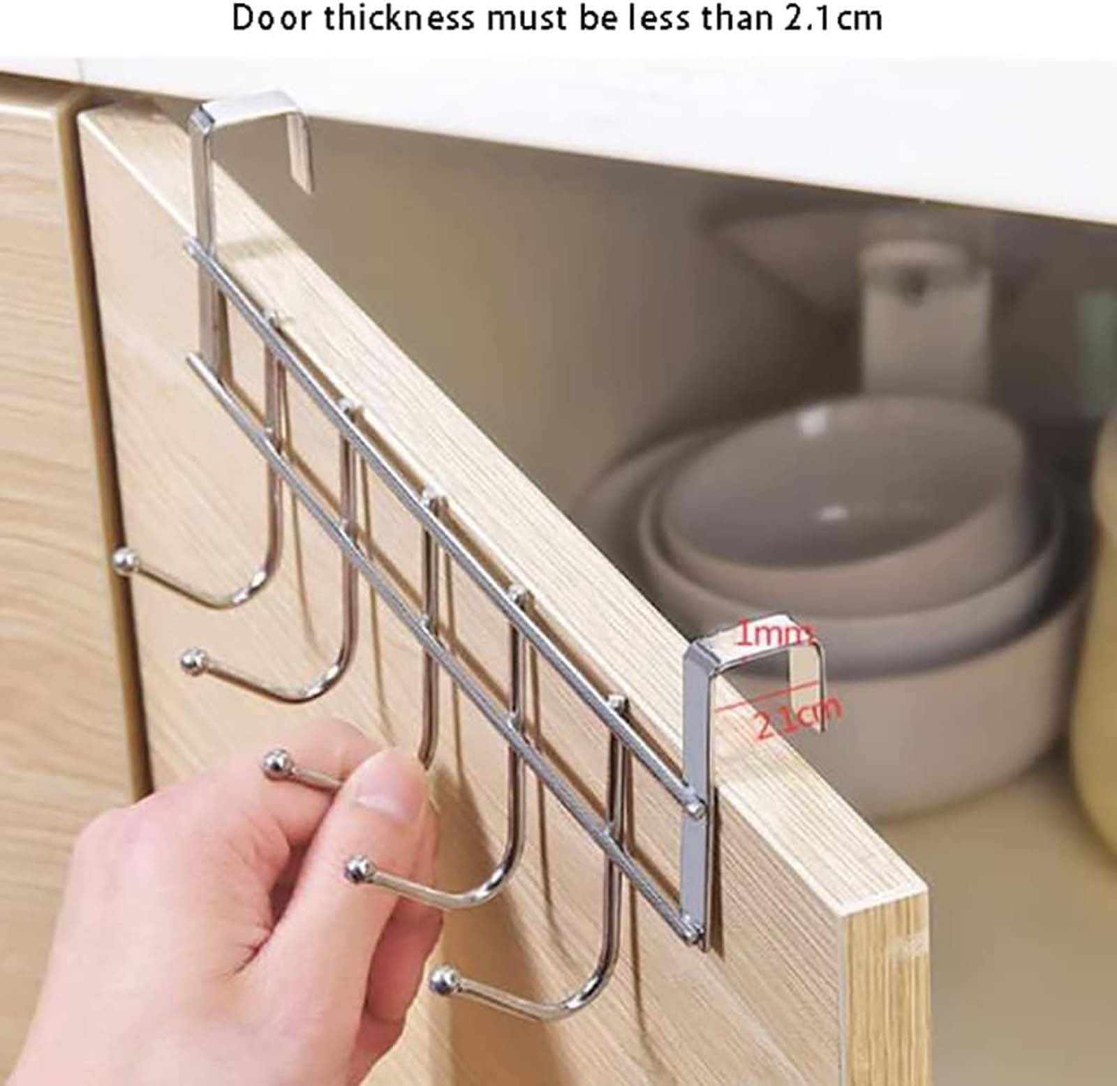 Over The Door Hooks, Over The Door Hanger, Heavy Duty Stainless Steel Over The Door Towel Rack Hooks for Hanging Clothes, Garment, Coat, Hats, Bag, Robe - 1Pc, Durable 5 Hooks(Silver1,9.7x2.1x3.5")
