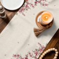 thumbnail image 3 of Cherry Flowers Table Runner 72 Inches, Spring Modern Pink Floral Branch on Linen Bed Runner Dresser Scarves Tabletop for Indoor Outdoor Parties/Ceremony/Banquet, 18" x 72", 3 of 9