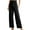 Black, variant on Timegard Pants For Women Straight Flower Bud Waist Strap Pants Wide Leg Elastic Drawstring Casual Trousers with Pockets