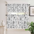 thumbnail image 3 of Kitchen Window Curtains Valance and Tier Set, Marine Life Octopus Starfish Coral Rod Pocket Tier Curtain Valance Set, Monochrome Ocean Life on Stamp Light Filtering Cafe Curtains for Bedroom, 3 of 9