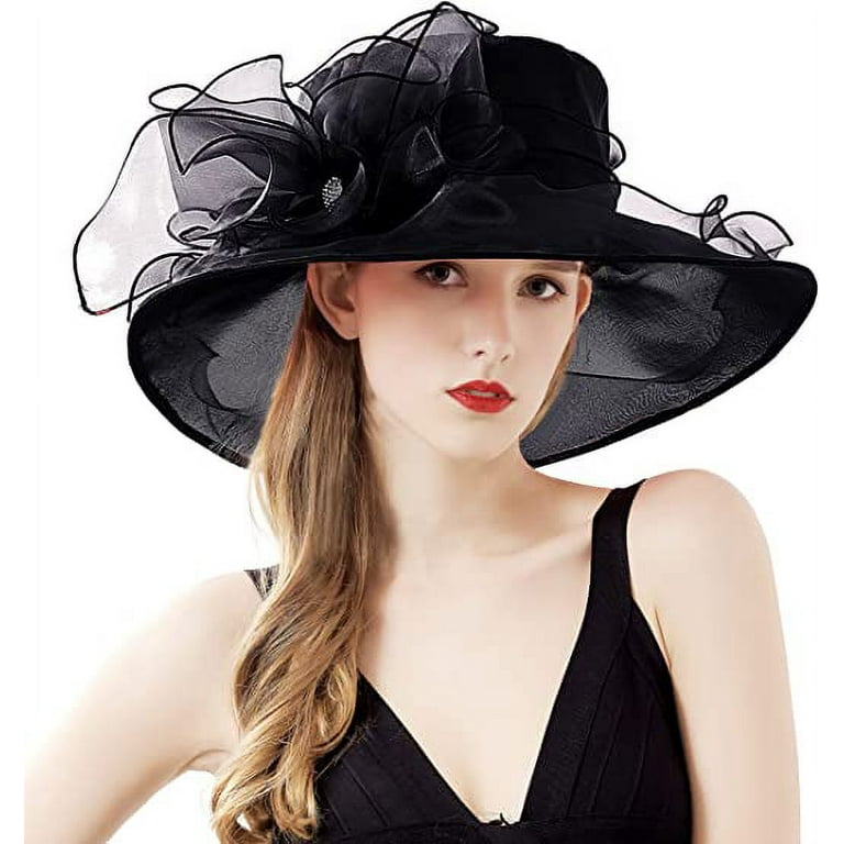 Women Church Hats Organza Tea Hats Fascinator Bridal Tea Party Wedding Hat