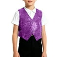 thumbnail image 3 of WOYY Teen Boys Sparkly Sequins Vest Party Hop Jazz Dance Waistcoat, Sizes 15-16, 3 of 3
