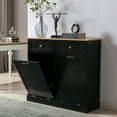 thumbnail image 6 of Yaoping Kitchen Double Trash Cabinet Tilt Out Free Standing Storage Can, Wood Garbage Recycling Station Hideaway Trash Holder Drawers(Black-2), 6 of 7