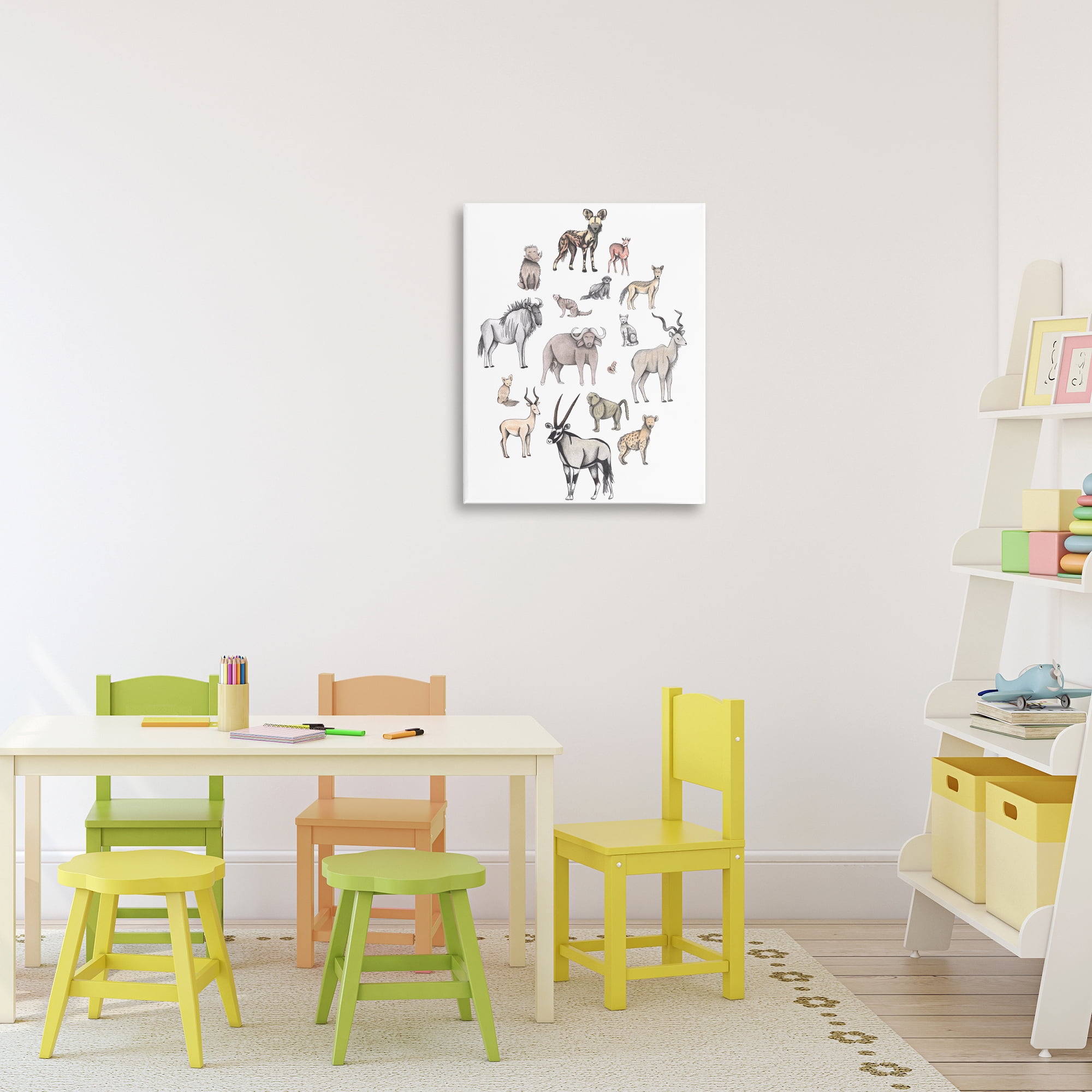 Simple Africa Animals Canvas Wall Art, design by Cecilia Battaini
