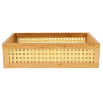 MLINS Storage Basket Handmade Bamboo Woven Storage Bin Desktop Sundries Storage Box (L)