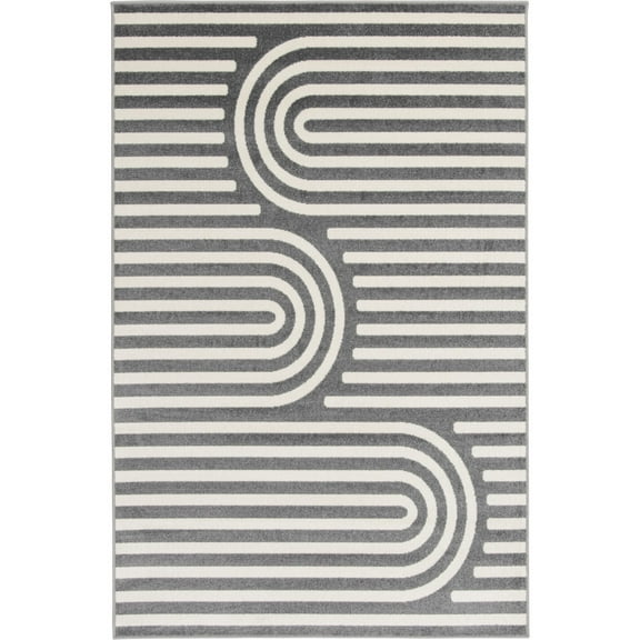 Loomaknoti Terrace Tropic Sedvick 5' x 7' Geometric Indoor/Outdoor Area Rug , Gray/White