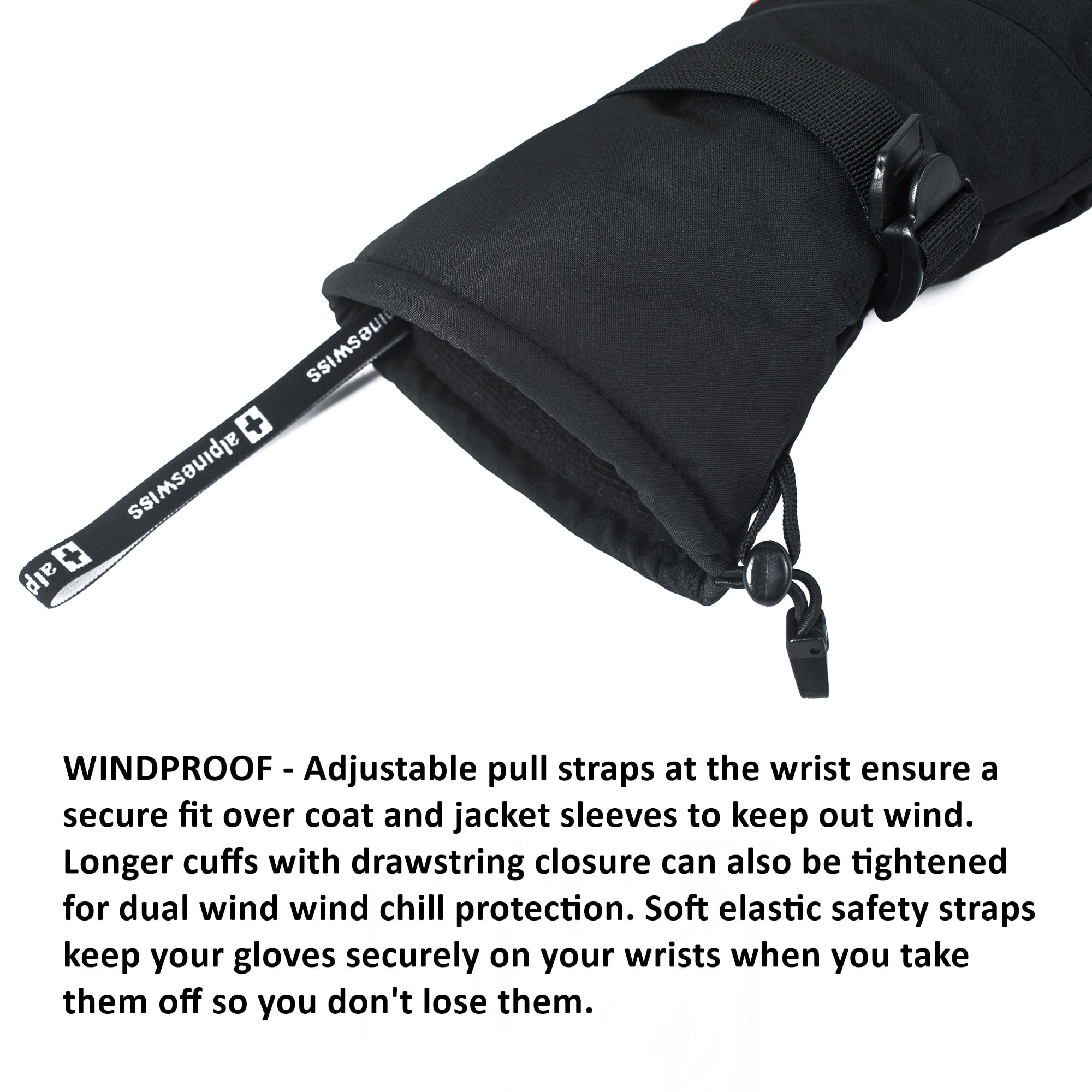 Alpine Swiss Mens Waterproof Gauntlet Snow Ski Gloves Winter Sport Snowboarding Windproof Warm 3M Thinsulate