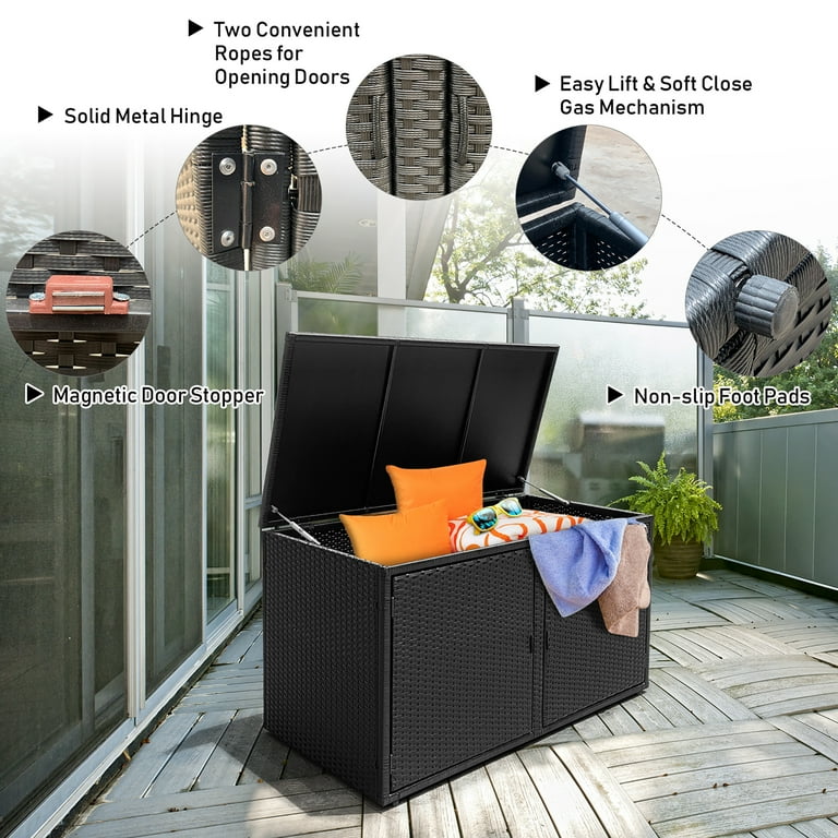 Costway Outdoor Patio Rattan 88 Gallon Garden Storage Deck Box