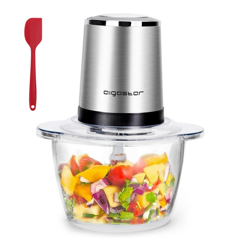 Aigostar 5 Cup Food Processor, Electric Food Chopper with BPA-Free Glass  Bowl for Garlic, Meat, Vegetables, Fruits and Nuts, 4 Blades and 2-Speed  Adjustable, 300W 