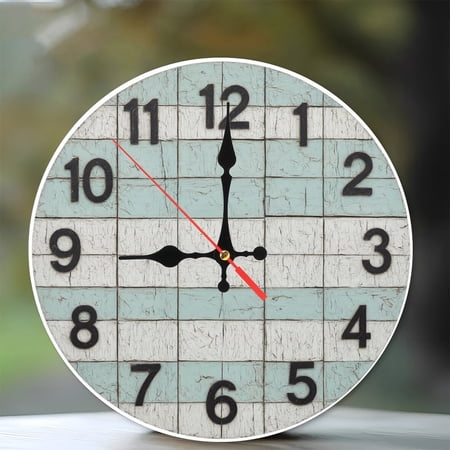Distressed Wooden Wall Clock Farmhouse Chic Home Decor 10-Inch Silent Wooden Wall Clock, Battery Operated (AA Batteries Not Included), Artistic Home Decor