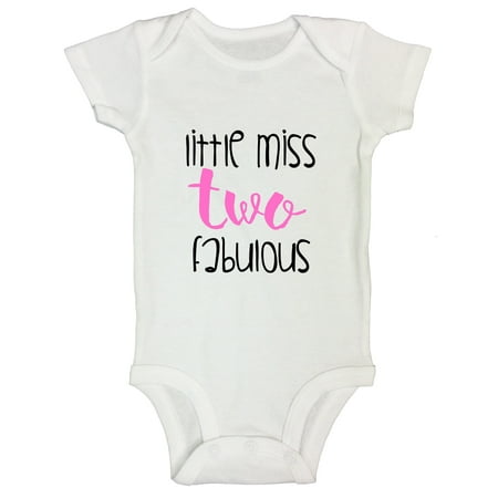 Girls Funny 2 Year Old Toddler Shirt “Little Miss Two Fabulous” Birthday Funny Threadz Kids 0-3 Months,