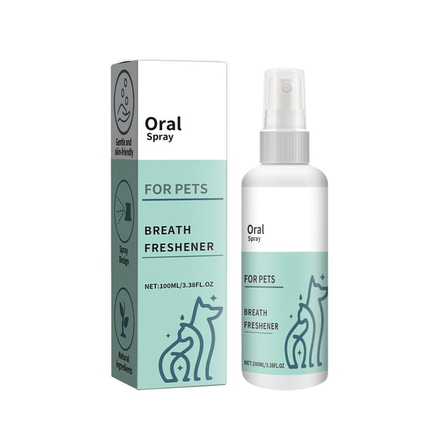 Popular!Spray de aliento fresco para perros y gatos,spray para perros para una fácil limpieza,spray de limpieza de dientes para perros y gatos para control de sarro de aliento fresco 100 ml