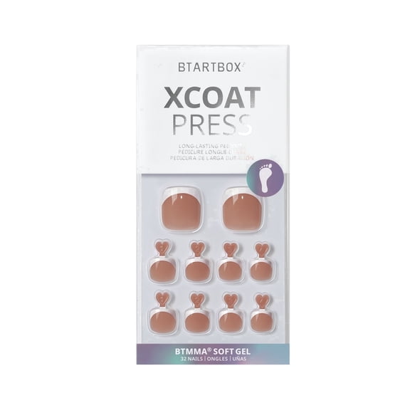 BTArtbox Press On Toenails - Champ, Square, Lamp-Curable, 4-Week Wear, Easy-to-Apply, 30 Count All-in-One Kit