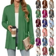 thumbnail image 2 of VISALY Long Cardigans Trendy Cardigan Lightweight Cardigans Long Sleeve Thin Summer Cardigans Open Front Cardigan Fall Fashion Cardigan Lounge Cardigans Plus Size Cardigan Lightweight Green Xxl, 2 of 7