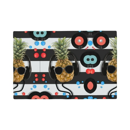 

Table Placemats Set of 4 - Pineapple With Black Glasses 12x18 In Faux Linen Double Heat Resistant Place Mats Cloth Indoor/Outdoor Placemats Washable Table Mats for Dining Kitchen Party