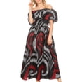 thumbnail image 4 of Sakkas Buhle Ruffle Off-shoulder Long Dress Wax African Ankara Dutch Print - 28-Multi - One Size Regular, 4 of 5