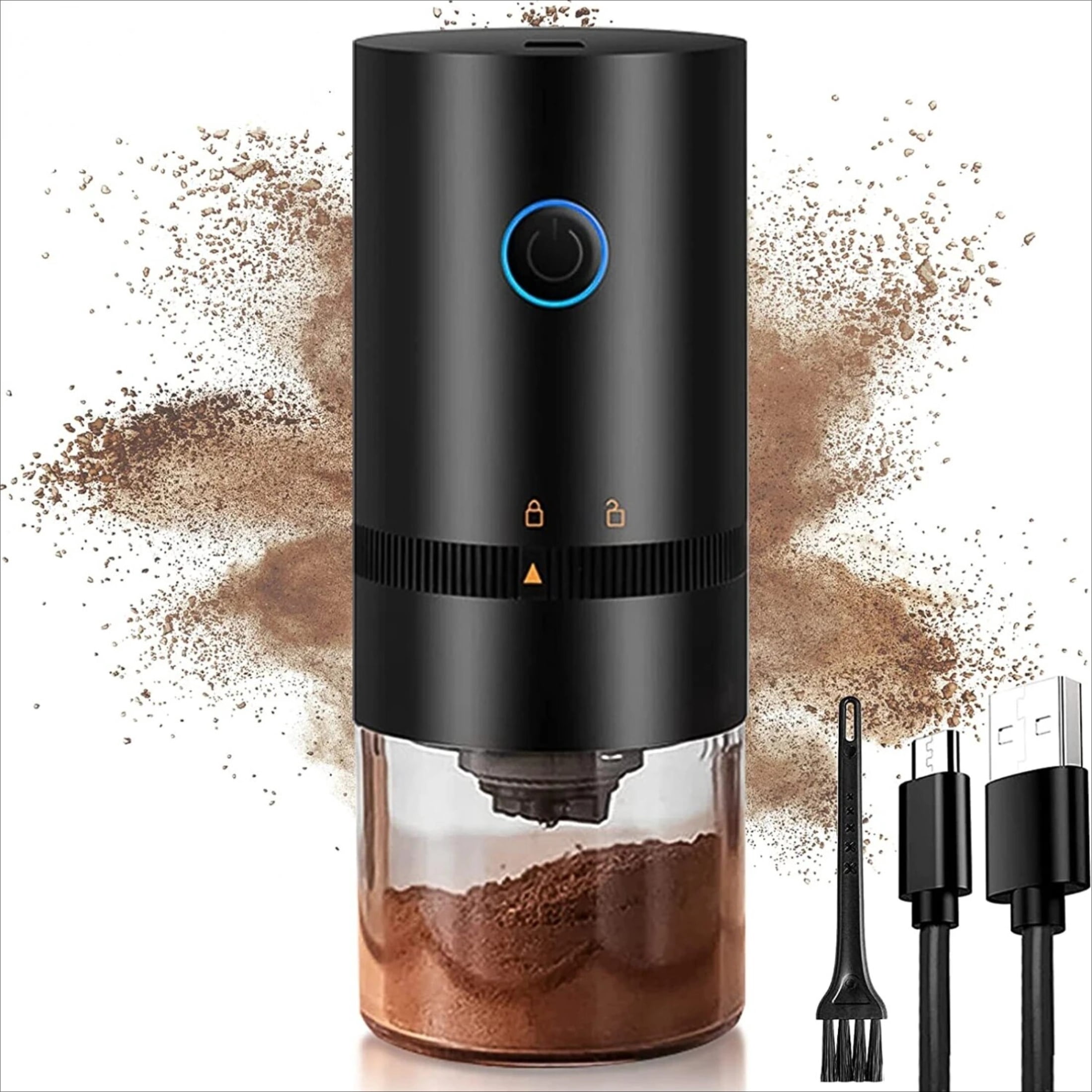 Portable Coffee Grinder, Small Electric Conical Burr Grinder Mini with Multi Grind Settings, Rechargeable Coffee Bean Mill for Espresso, Cold Brew, Pour Over, French Press