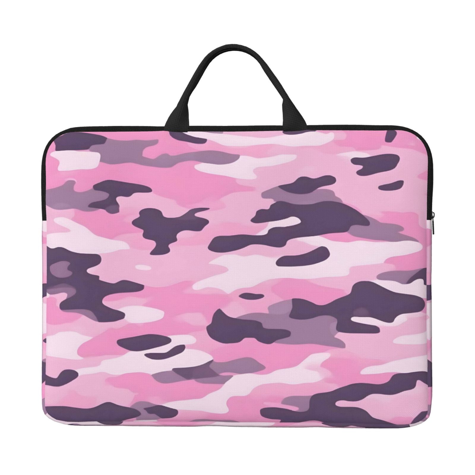 Laptop Sleeve Bag For Women Men 14inch Waterproof Durable Protective Computer Carrying Cover Handle Laptop Case Bag Texture Military Camouflage Pattern Abstract Pink_3