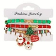 thumbnail image 2 of 4pcs Christmas Series Bracelet Set - Elegant/Simple Style, Soft Pottery, Santa & Tree Charms, Drawstring Design, for Daily Wear/Gifting, All-Season, Women's Fashion Jewelry, 2 of 6