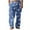 Blue, variant on Akafmk Summer Men's Cotton Linen Pants Casual Lightweight Wide-Leg Pants Loose Fitting Solid Color Elastic Waist Yoga Beach Trousers Pants Blue XL