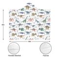 thumbnail image 3 of Wearable Blanket,White Dinosaurs Skeletons Pattern Hooded Wearable Flannel Blanket for Adults & Teens with Buckle,Winter Poncho Shawl Wrap Cape,50"x60", 3 of 5