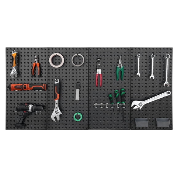 Heavy-Duty Metal Pegboard Panel 4-Pack, 24" x 12" Wall Grid System for Garage Tool Storage, Workshop and Shed Organization