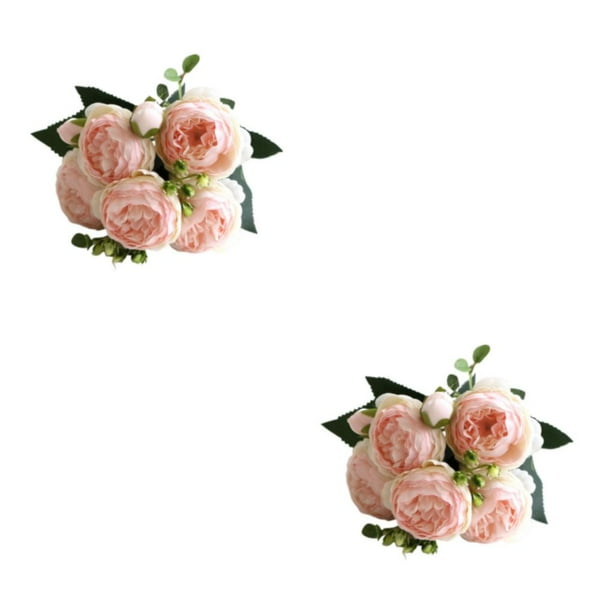 Toystoory Peonías artificiales Flores de seda Ramo de cinco cabezas falsas Rosas de imitación Florero de fiesta Centro de Centro comercial Type1 NO1