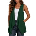 thumbnail image 2 of ClodeEU Women's Sleeveless Open Front Ruff Vest Cardigan, Casual Lightweight Vest with Pockets Green,Women's Plus S, 2 of 8