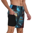 thumbnail image 3 of Picia Underwater Office Diver pattern Mens Swim Trunks with Compression Liner Stretch Beach Shorts Quick Dry with Zipper Pockets No-Chafing Board Shorts-Medium, 3 of 9