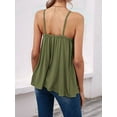 thumbnail image 5 of Women Bulid in Bra Casual Flowy Adjustable Spaghetti Strap Tank Top Army Green XS, 5 of 9