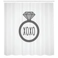thumbnail image 3 of XOXO Shower Curtain, Wedding Ring Illustration with XOXO Calligraphy Proposal Engagement, Fabric Bathroom Set with Hooks, 69W X 70L Inches, Grey Pale Taupe and Pale Grey, by Ambesonne, 3 of 3