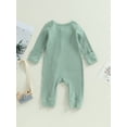 thumbnail image 4 of Bagilaanoe Newborn Baby Girl Boys Jumpsuit Long Sleeve Zipper Bodysuit 3M 6M 12M 18M Infant Ribbed One Piece Romper, 4 of 8