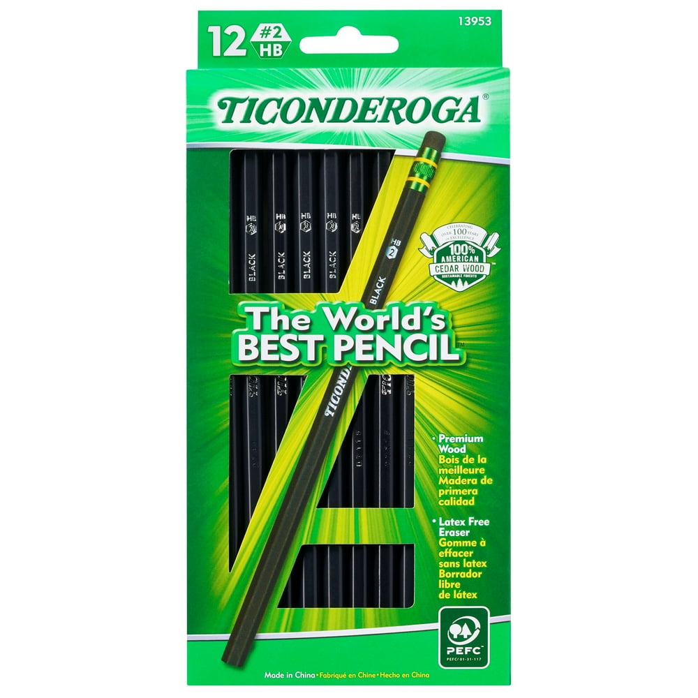 Ticonderoga Number 2 Soft Pencils, WoodCased Graphite Black Pencil, 12