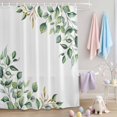 thumbnail image 2 of Shower Curtain Spring Eucalyptus Leaves Shower Curtains for Bathroom Decor, Waterproof Polyester Shower Curtain Set with Hooks, Extra Long 72" x 78" Green Leaf White, 2 of 9