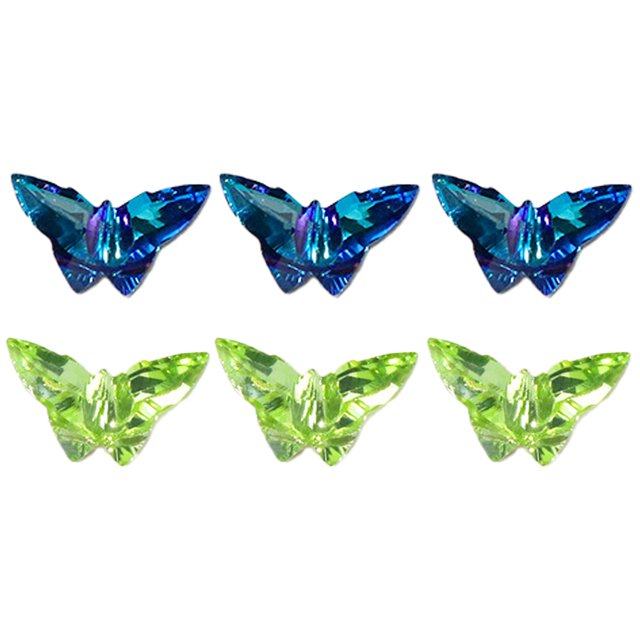 Adorno de uñas de cristal de mariposa tridimensional, 6 uds., 5x8mm, manicura