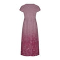 thumbnail image 5 of Meichang Robe d'Été en Coton et Lin à Manches Courtes pour Femme, Col Rond, Coupe Ample, Dégradé, Robe Midi Bohème Décontractée à Imprimé, Robe de Travail Rétro Légère Évasée, Rouge, TG, 5 of 5
