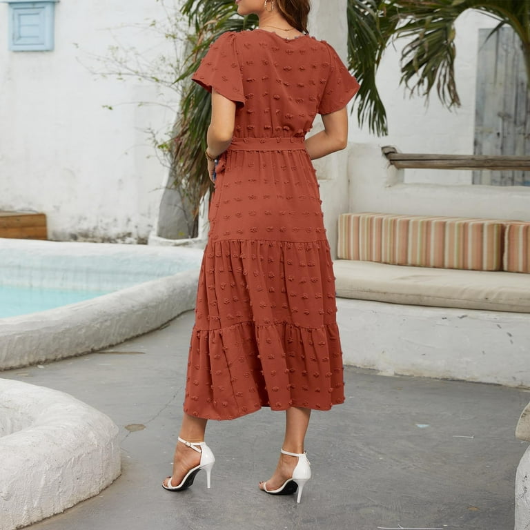 bohemian colors dress Best-Selling Bohemian Short Puff Sleeve Maxi Dress