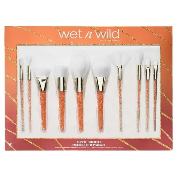 Wet N Wild Pro Brush Collection Set 10 Piece Holiday for Perfect Makeup Experience, White/Orange