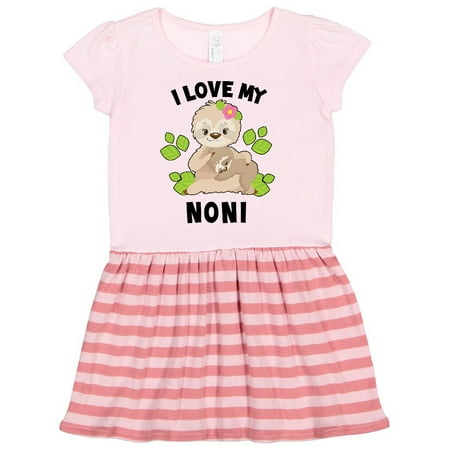 

Inktastic Cute Sloth I Love My Noni with Green Leaves Gift Toddler Girl Dress